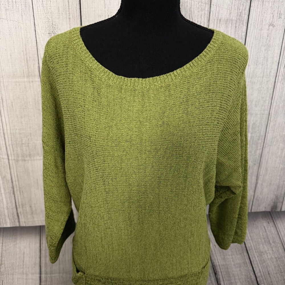 Soft Surroundings Women's L / XL Green 3/4 Sleeve Sweater w/ Pockets - Picture 2 of 7